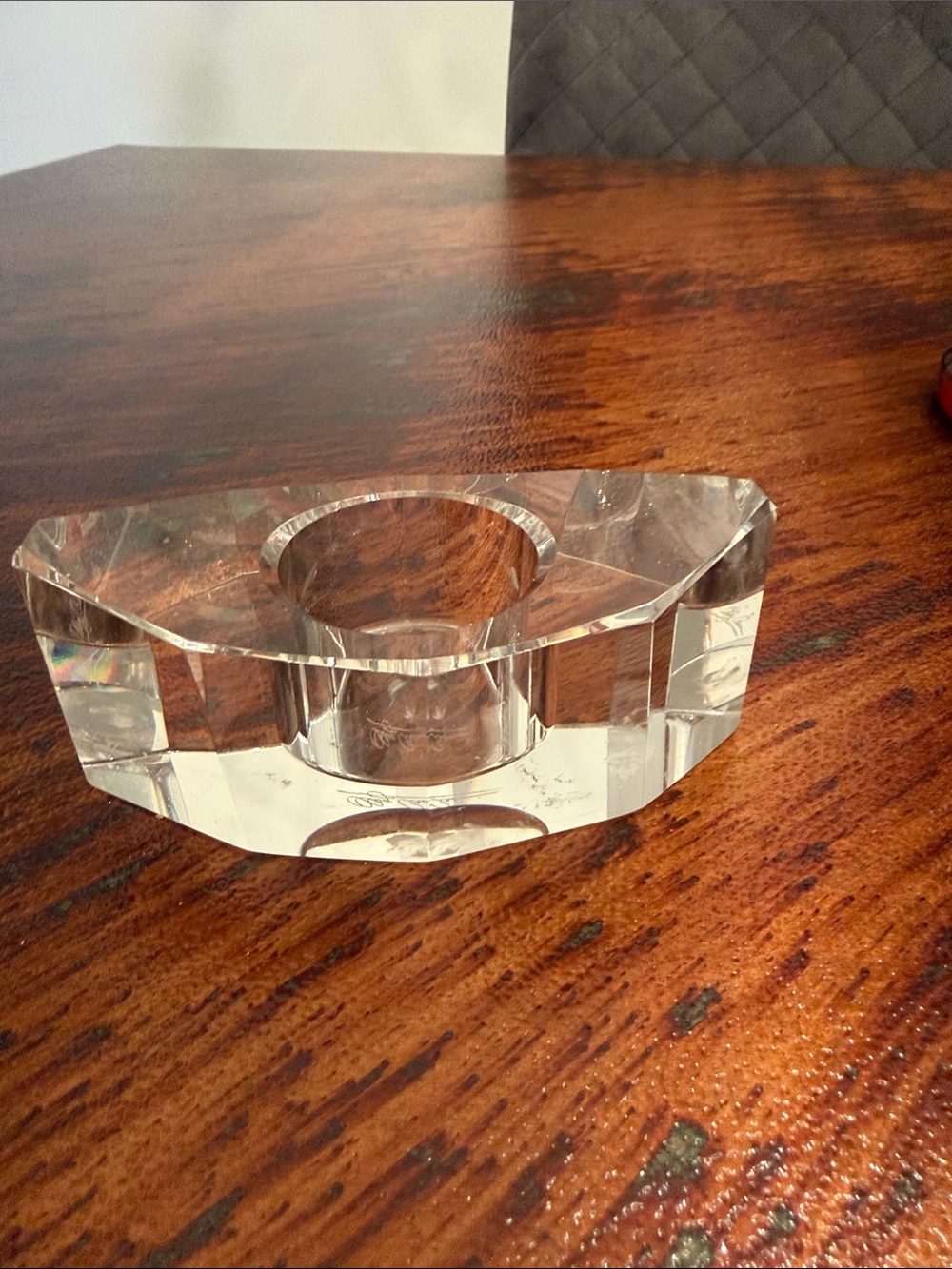 Oleg Cassini Clear Crystal Tea Light Holder